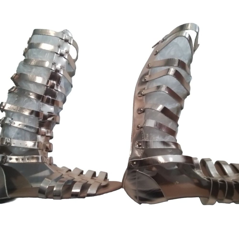 Gladiator Sandals Knee High Strappy Roman Size 6 Sbd